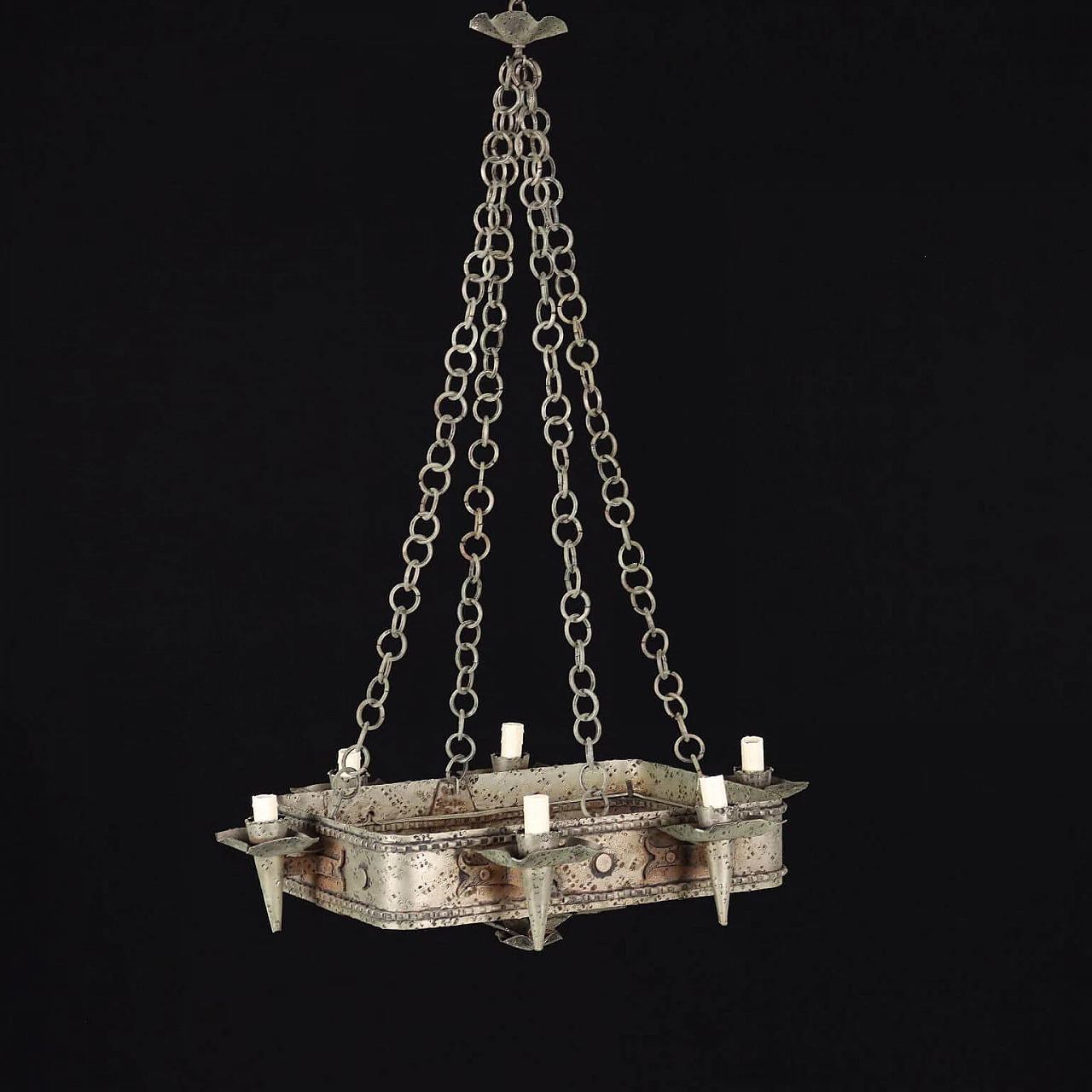 Six-light lacquered metal chandelier 1