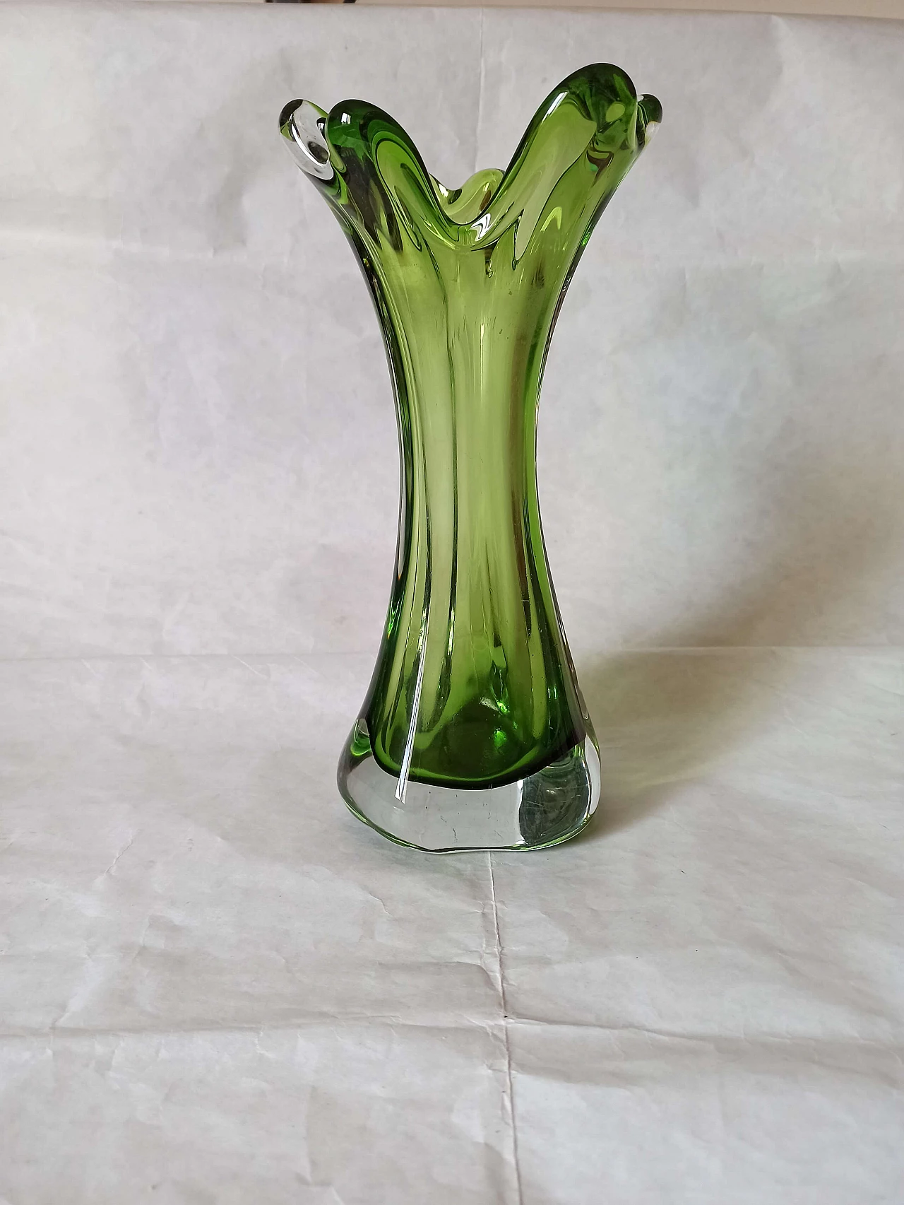 Green submerged Murano glass vase, 1970s 1