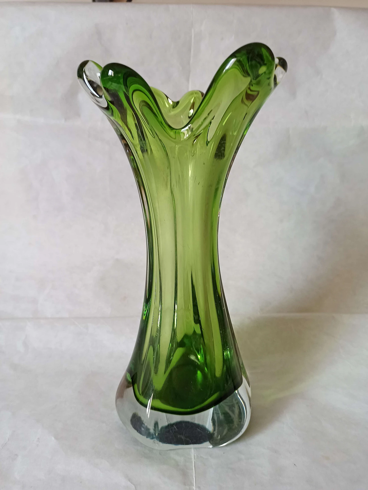 Green submerged Murano glass vase, 1970s 2