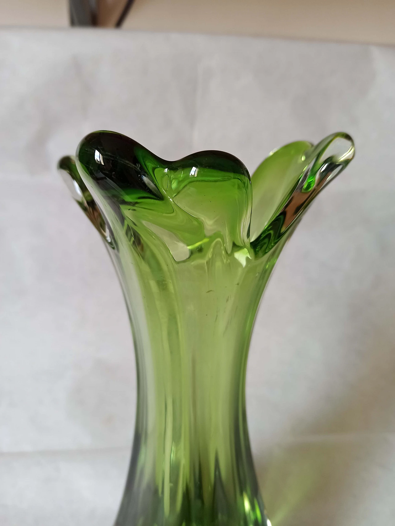 Green submerged Murano glass vase, 1970s 3