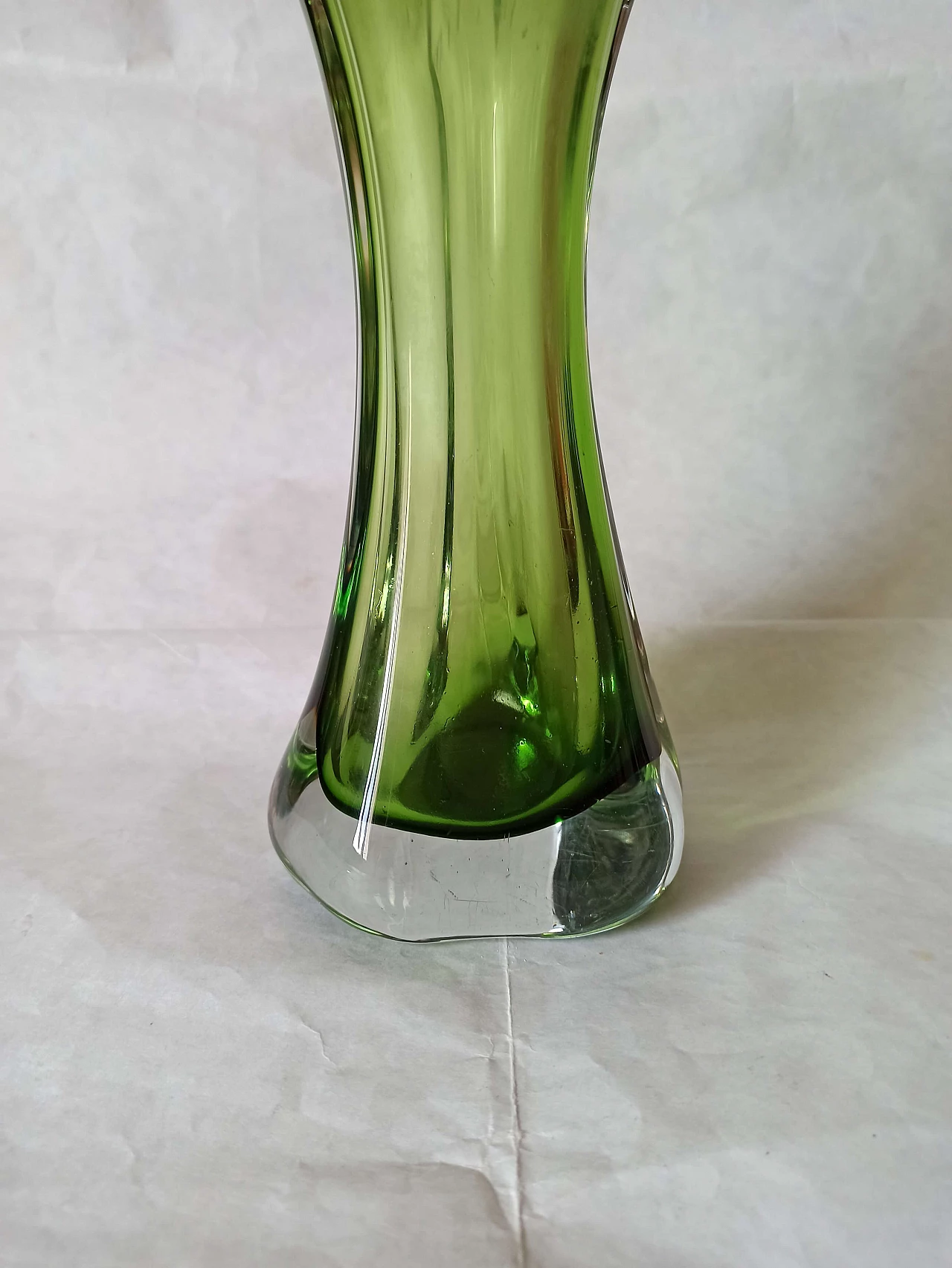 Green submerged Murano glass vase, 1970s 4