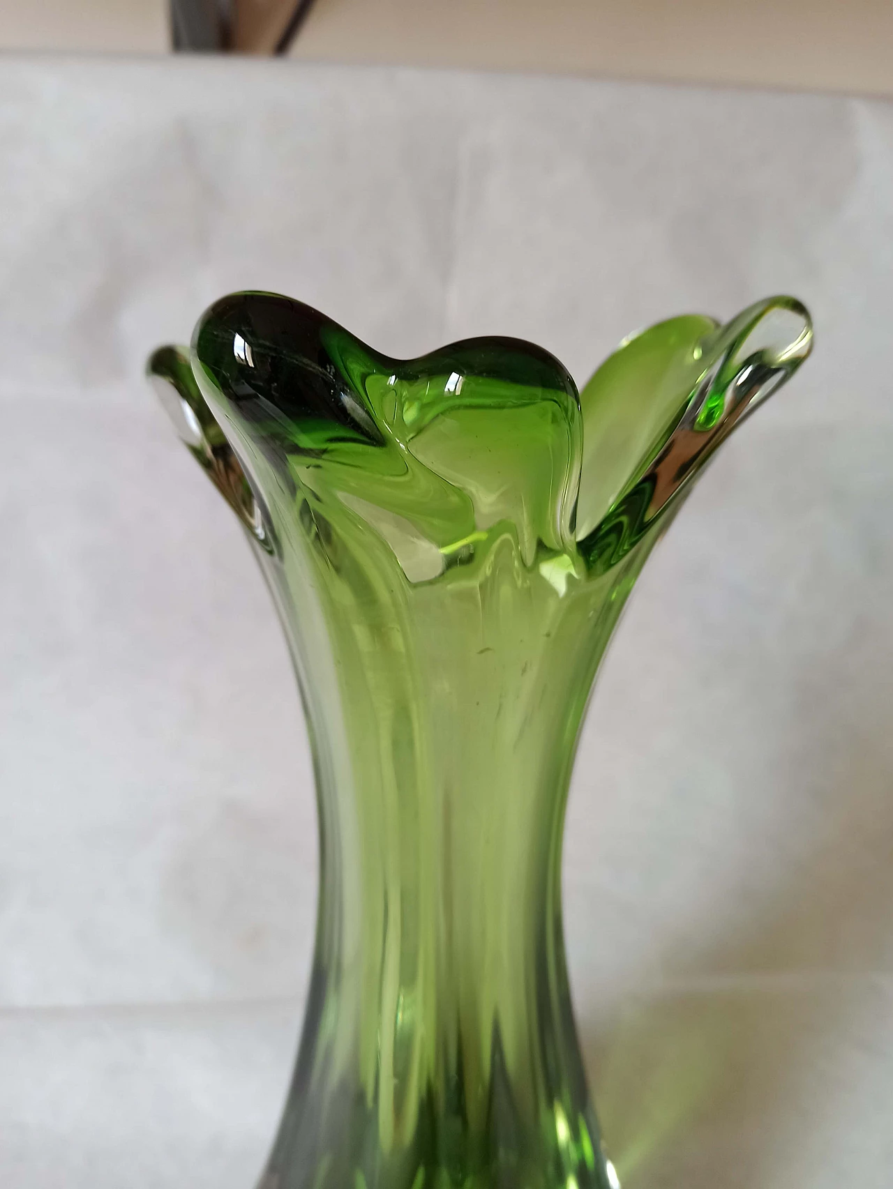 Green submerged Murano glass vase, 1970s 5