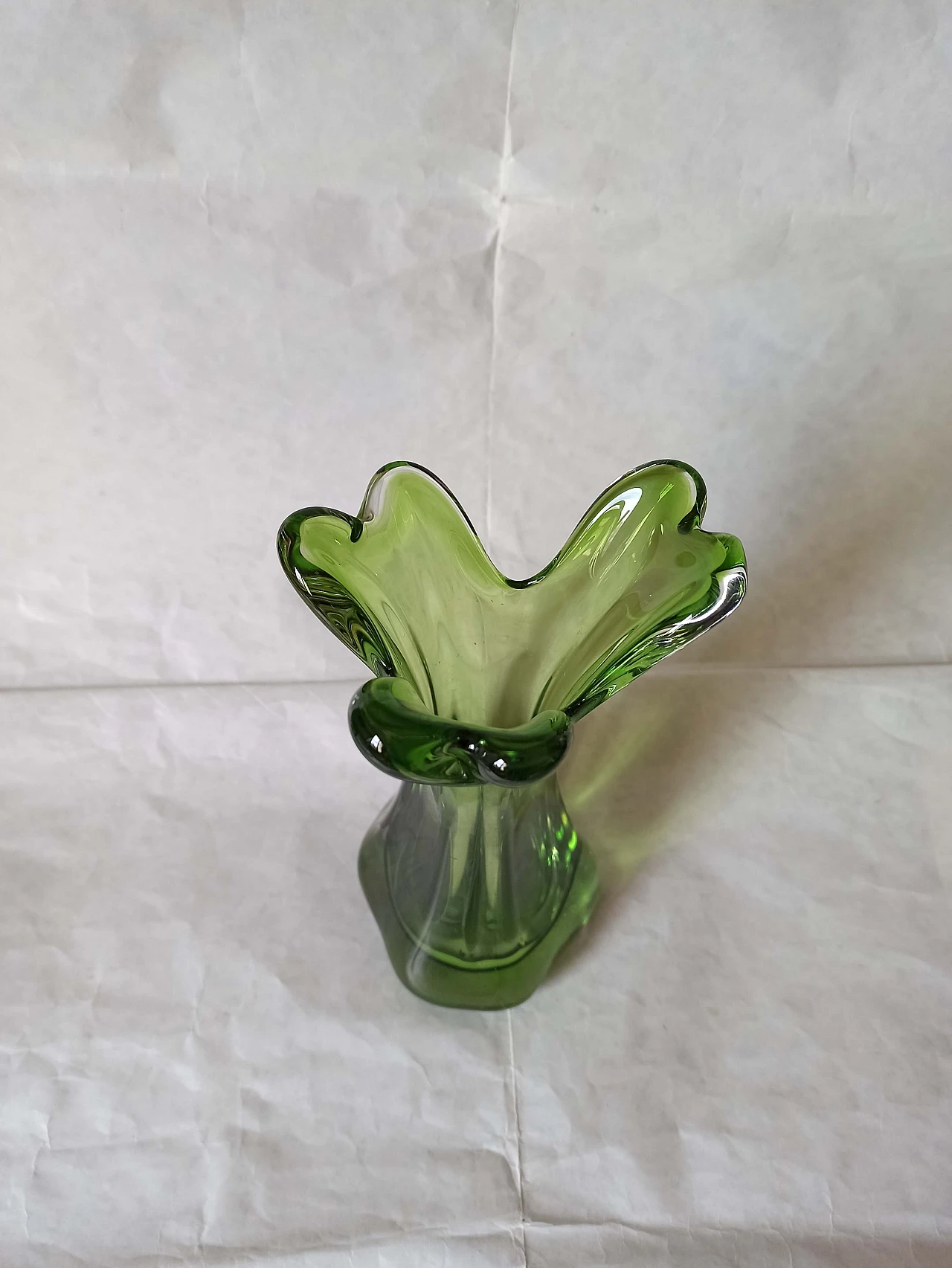 Green submerged Murano glass vase, 1970s 7