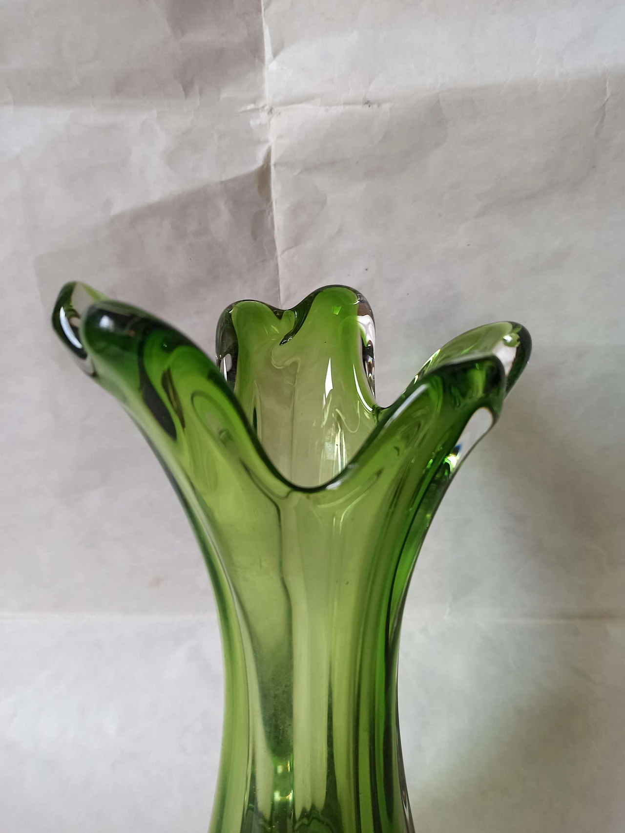 Green submerged Murano glass vase, 1970s 9