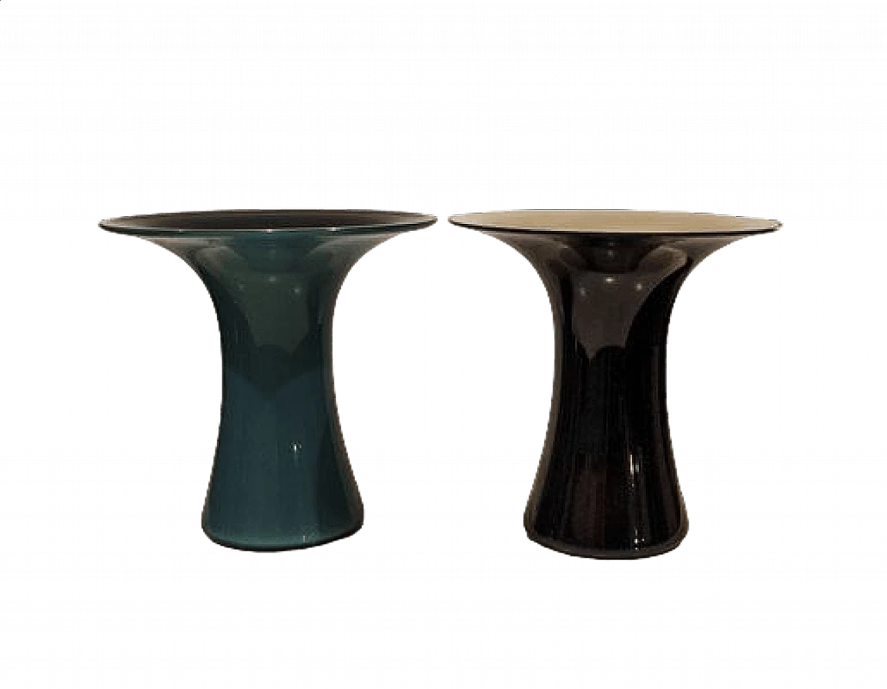 Pair of Murano glass vases in black and blue from Vistosi, 1970s 6