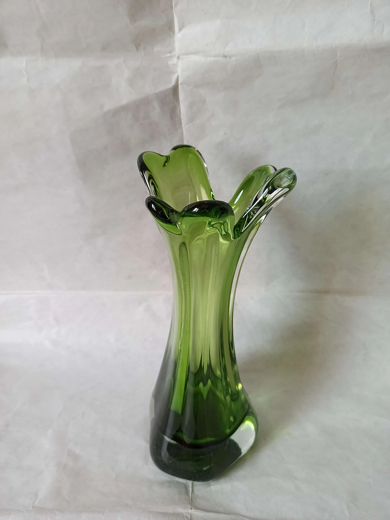 Green submerged Murano glass vase, 1970s 11