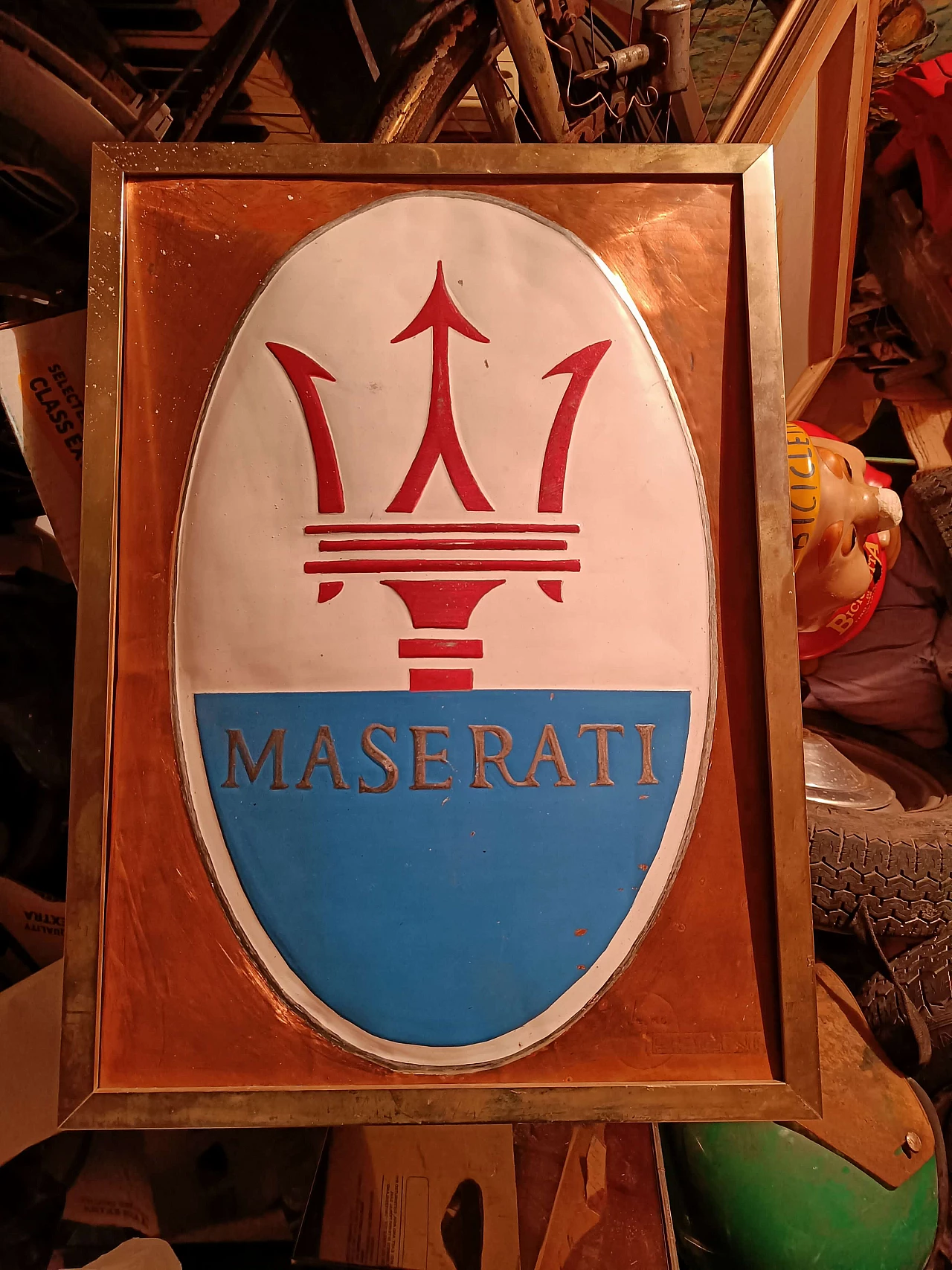 Metal Maserati sign by Sebastian Sa, 1970s 1