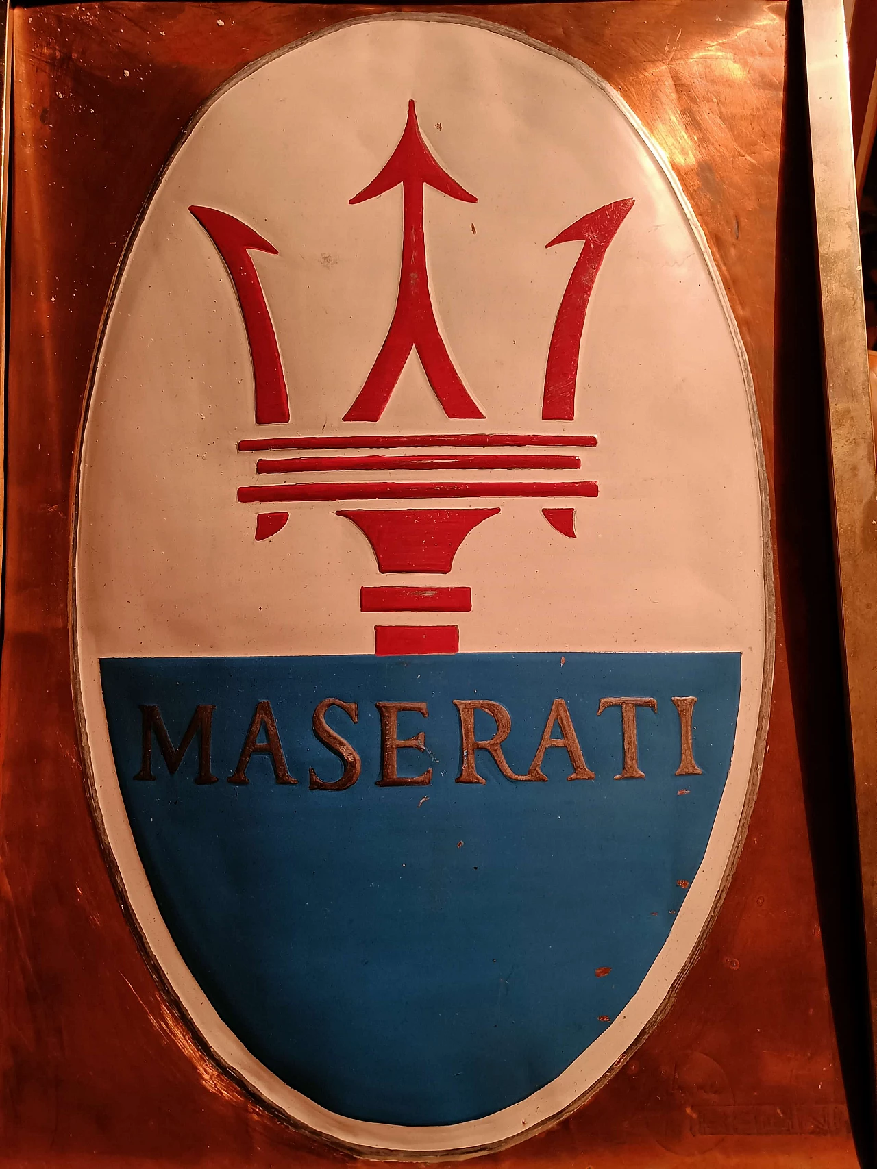 Metal Maserati sign by G. Motivo, 1970s 2