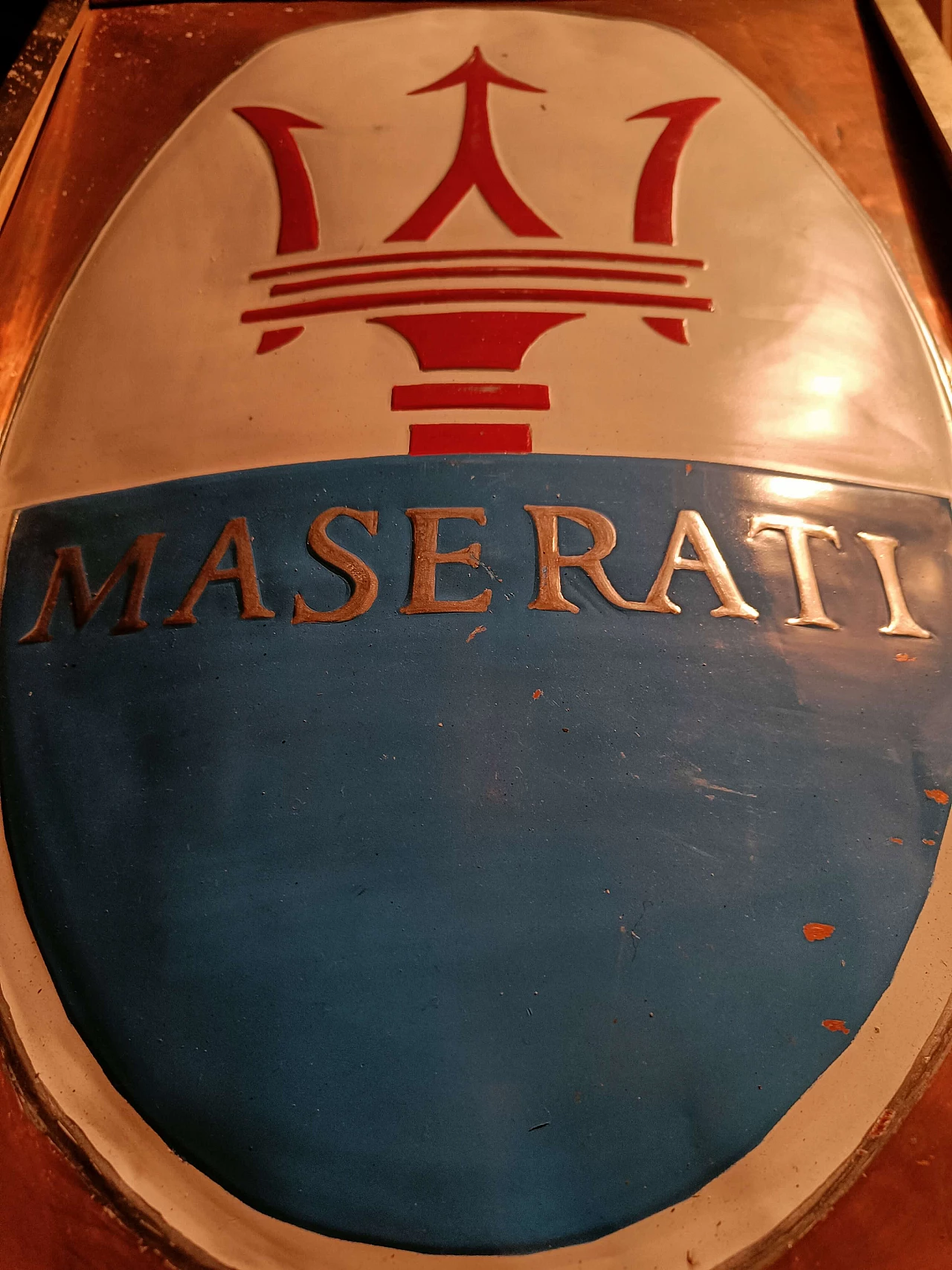 Metal Maserati sign by G. Motivo, 1970s 3