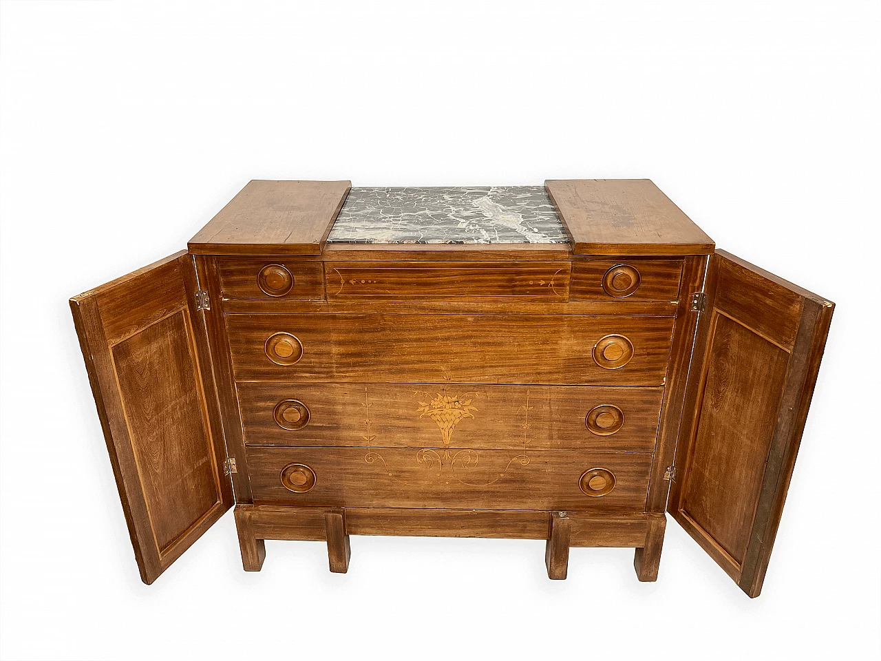 Art Deco walnut and marble chest of drawers, 1935 7