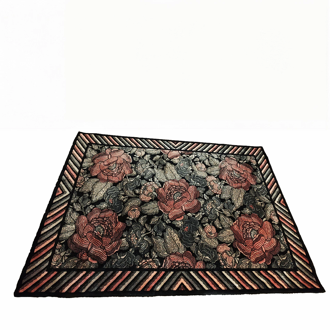 Floral and geometric rug by Missoni for T&J Vestor, 1980s 1