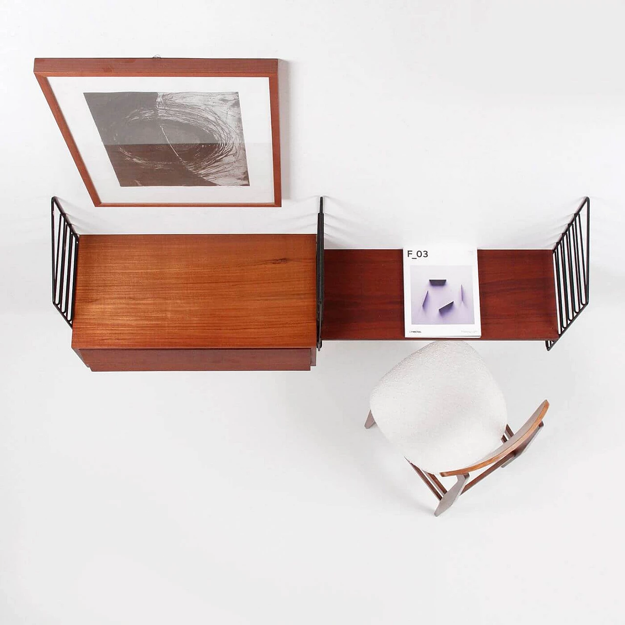 Wooden chest of drawers with shelf, 1960 s 8