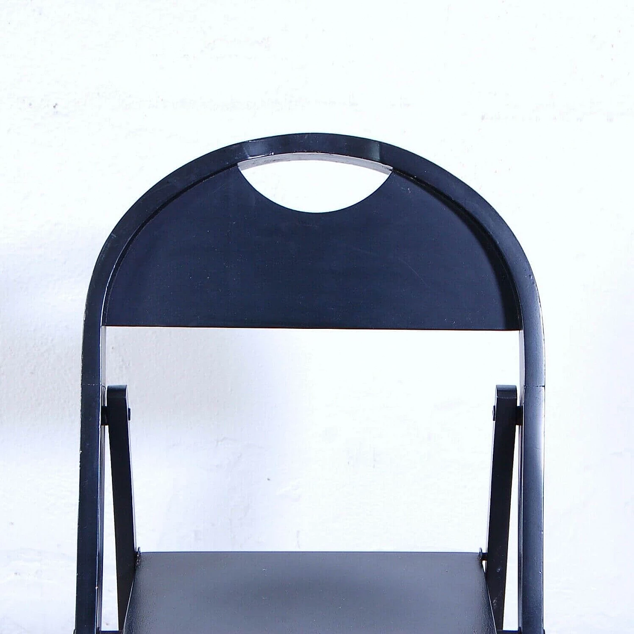 Black lacquered wooden folding chair, 1960s 2