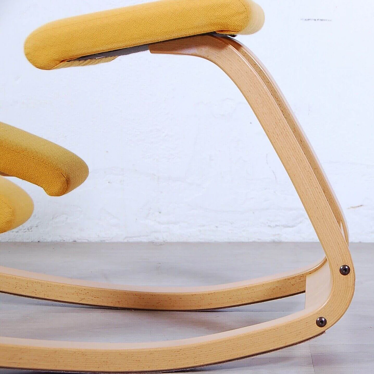 Yellow Stokke ergonomic chair by Peter Opsvik, 1980s 4