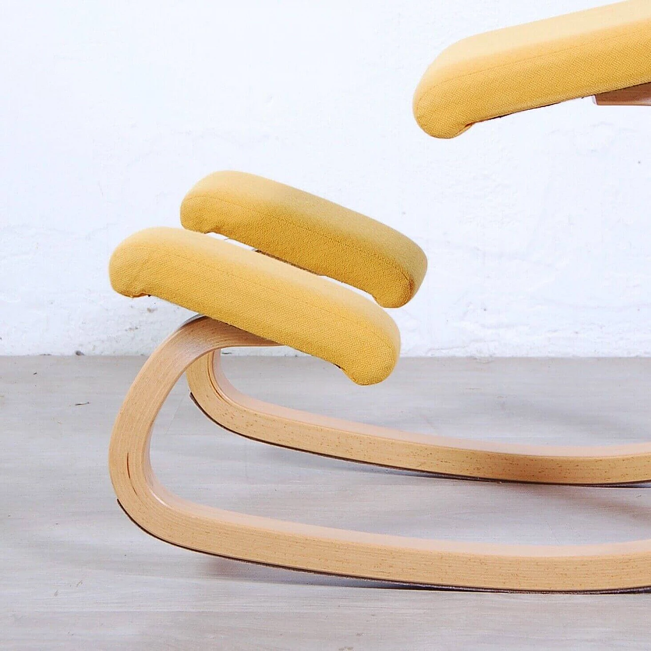 Yellow Stokke ergonomic chair by Peter Opsvik, 1980s 5