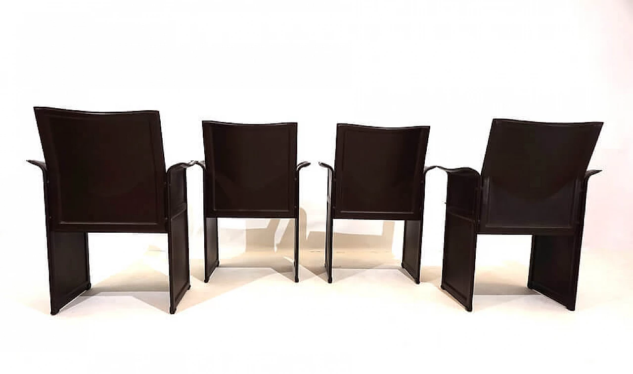 4 Matteo Grassi Korium leather dining chairs by Tito Agnoli, 1970s 6