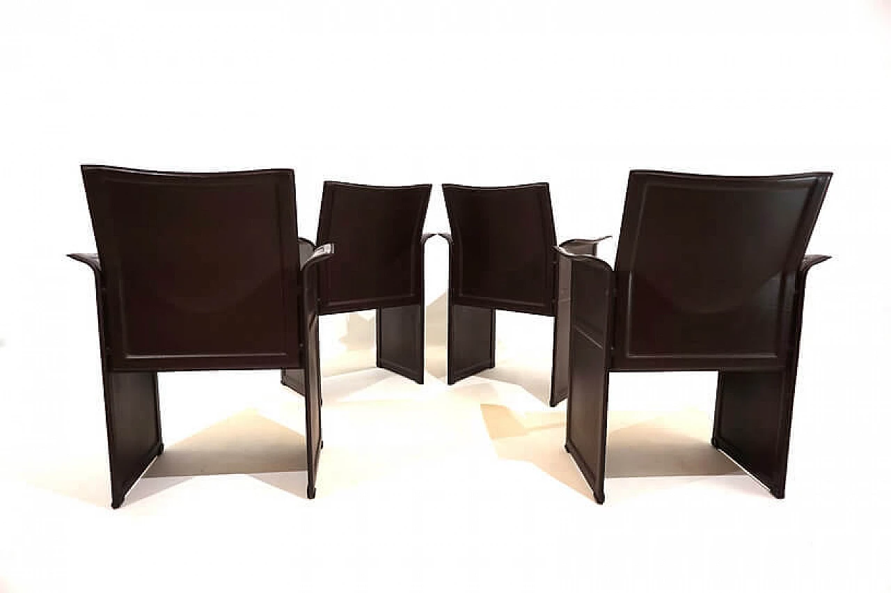 4 Matteo Grassi Korium leather dining chairs by Tito Agnoli, 1970s 7