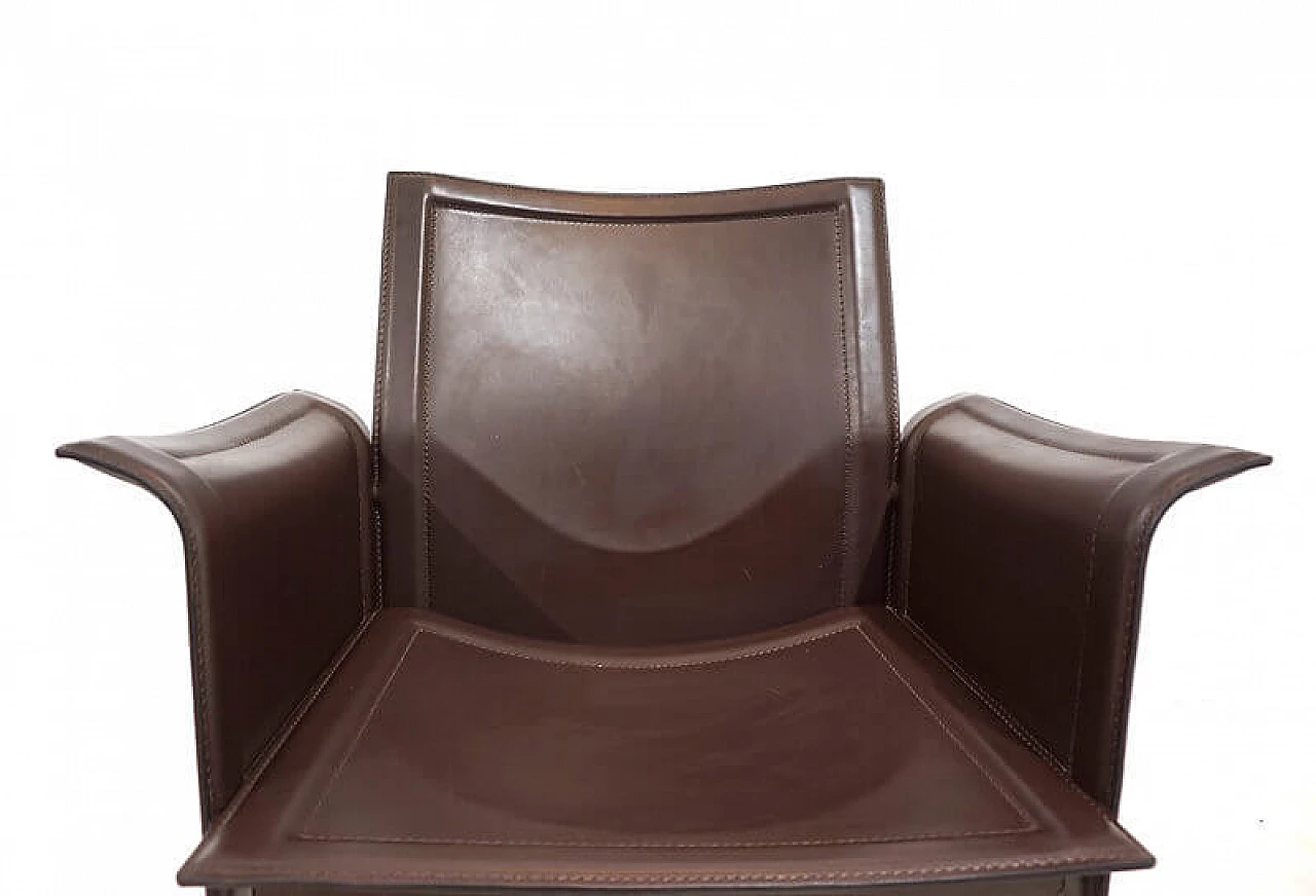 4 Matteo Grassi Korium leather dining chairs by Tito Agnoli, 1970s 10