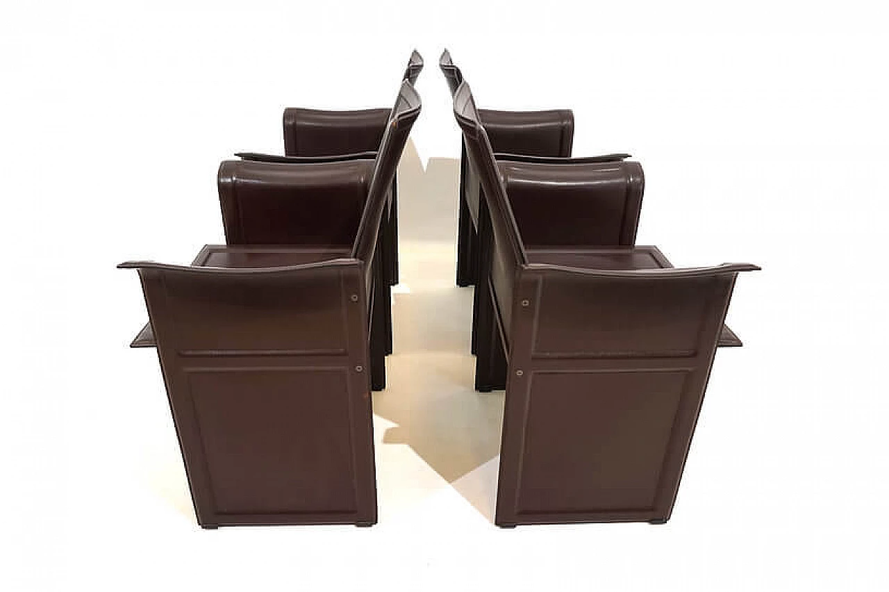 4 Matteo Grassi Korium leather dining chairs by Tito Agnoli, 1970s 13