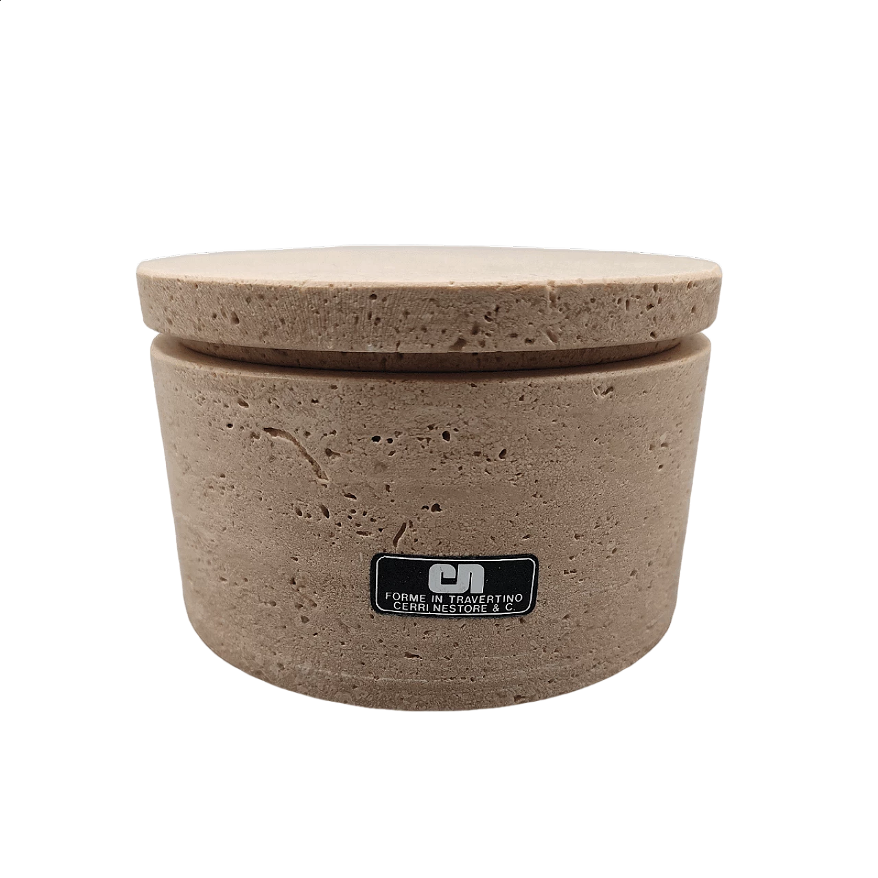 Round travertine box by Cerri Nestore, 1970s 9