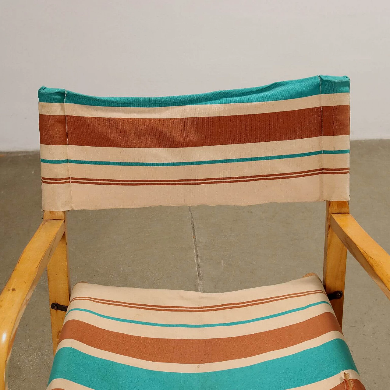 Beech and fabric folding armchair, 1960s 3