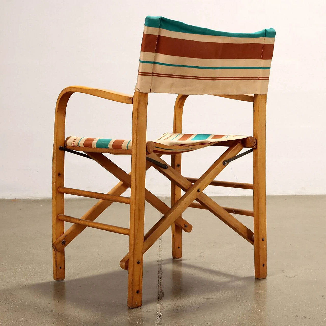 Beech and fabric folding armchair, 1960s 10