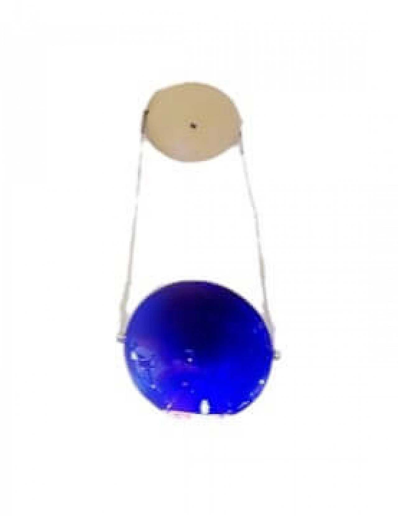 Lampada da soffitto blu in vetro di Saporiti, anni '80 7