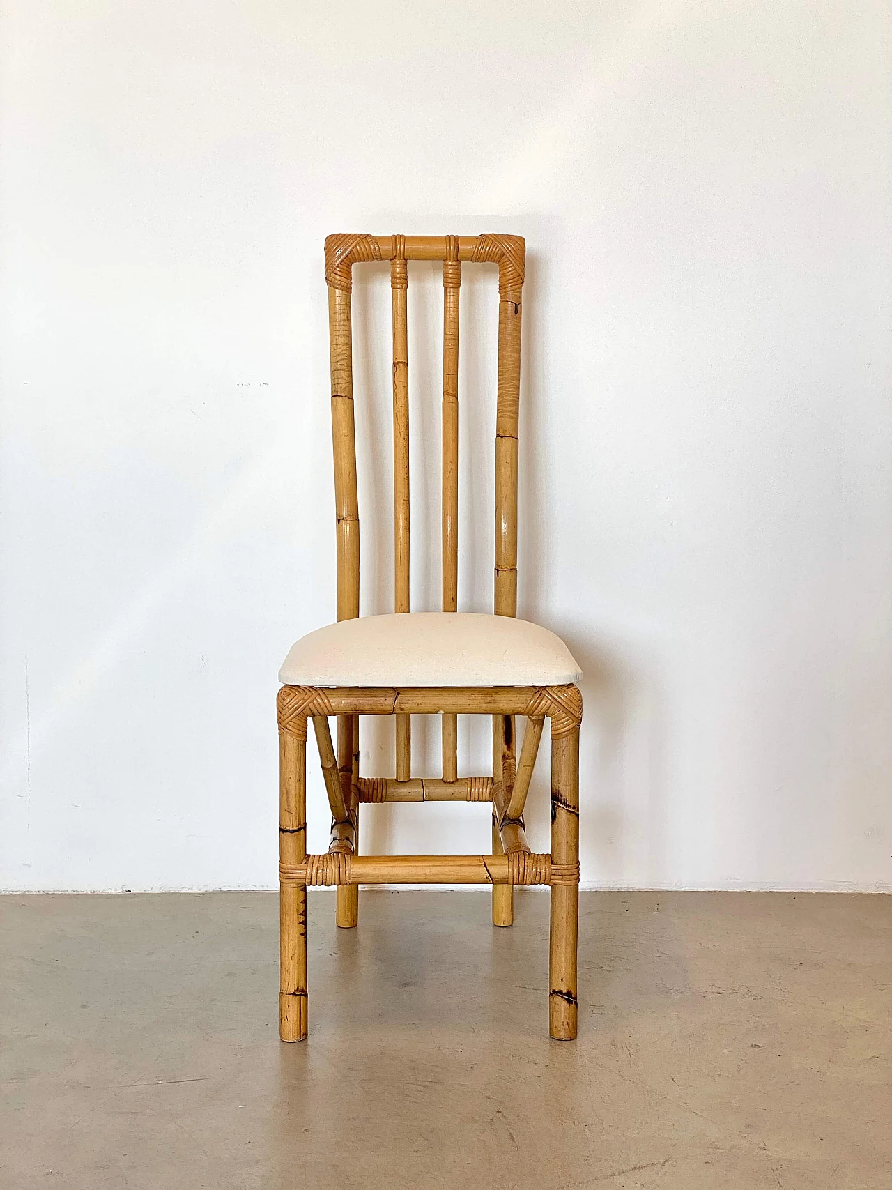 6 Bamboo dining chairs, 1970s 6