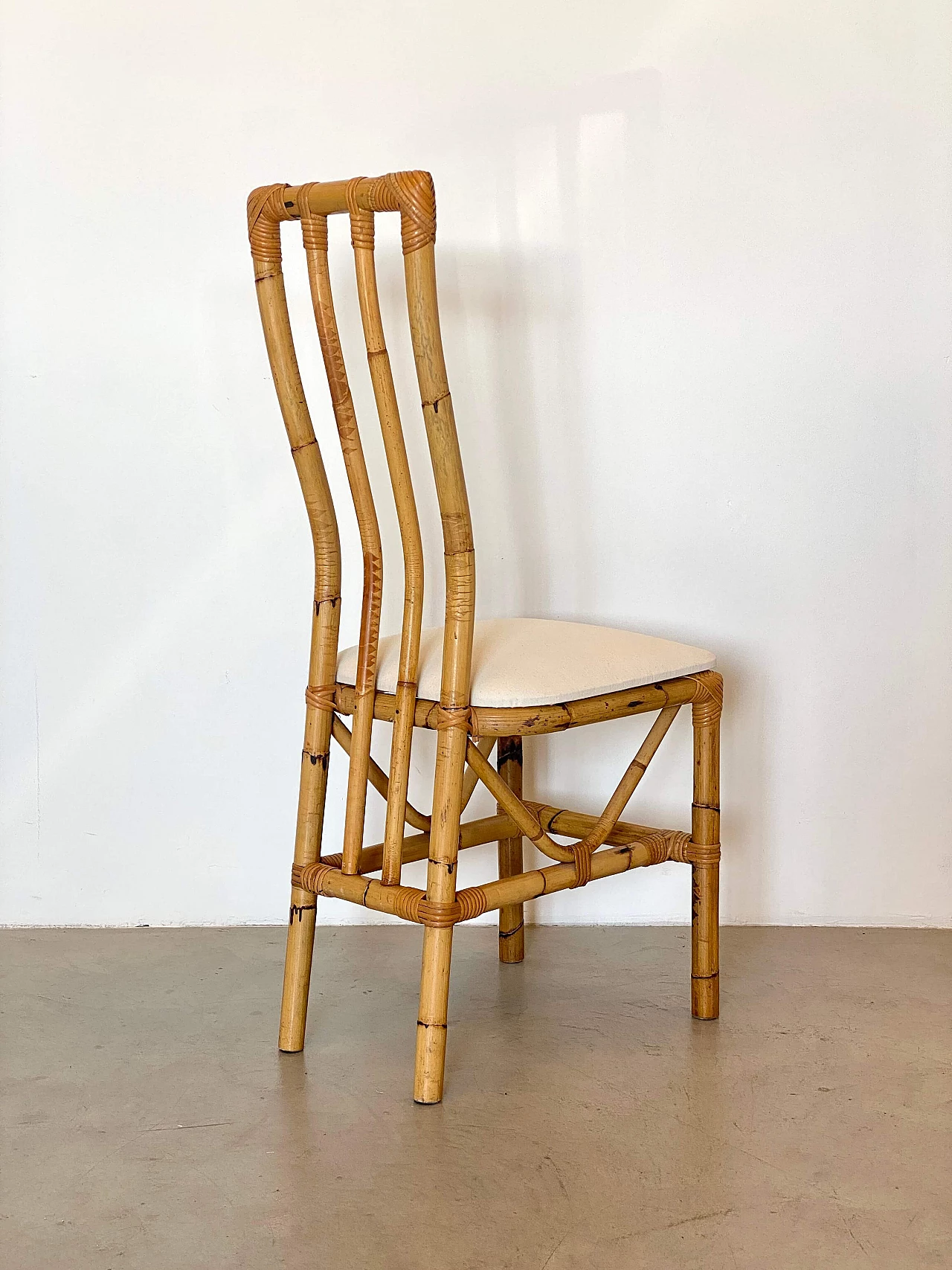 6 Bamboo dining chairs, 1970s 8