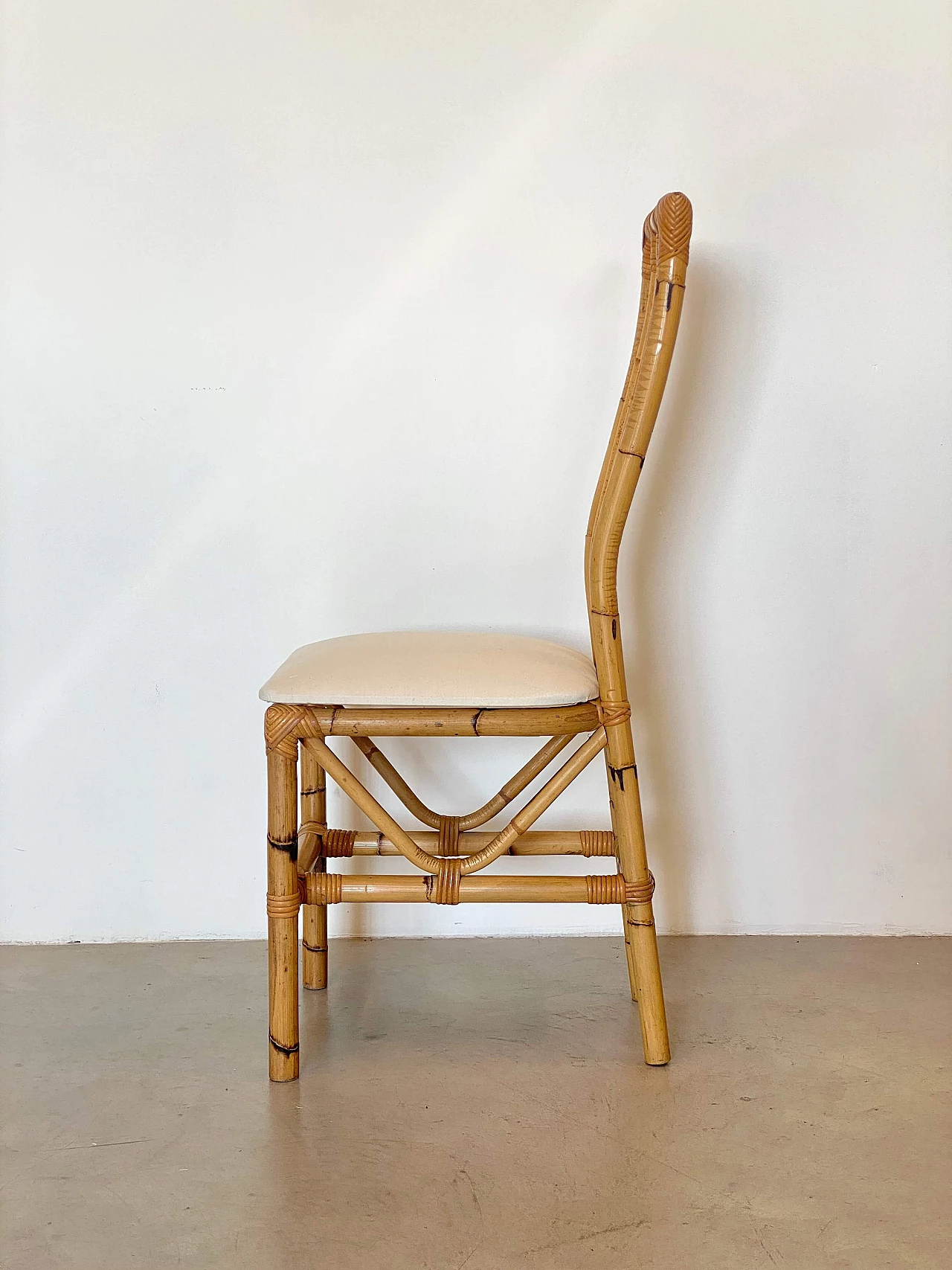 6 Bamboo dining chairs, 1970s 11