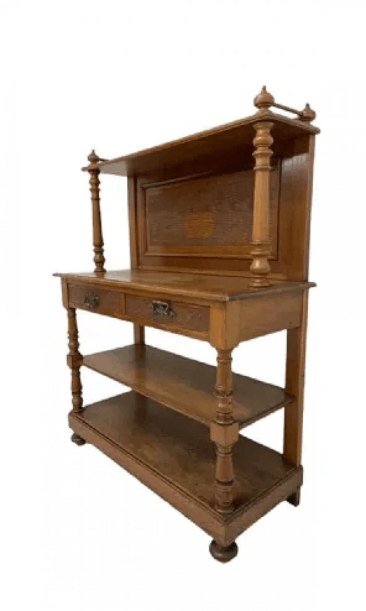 Wood plate rack cabinet with carvings, 1970s 3