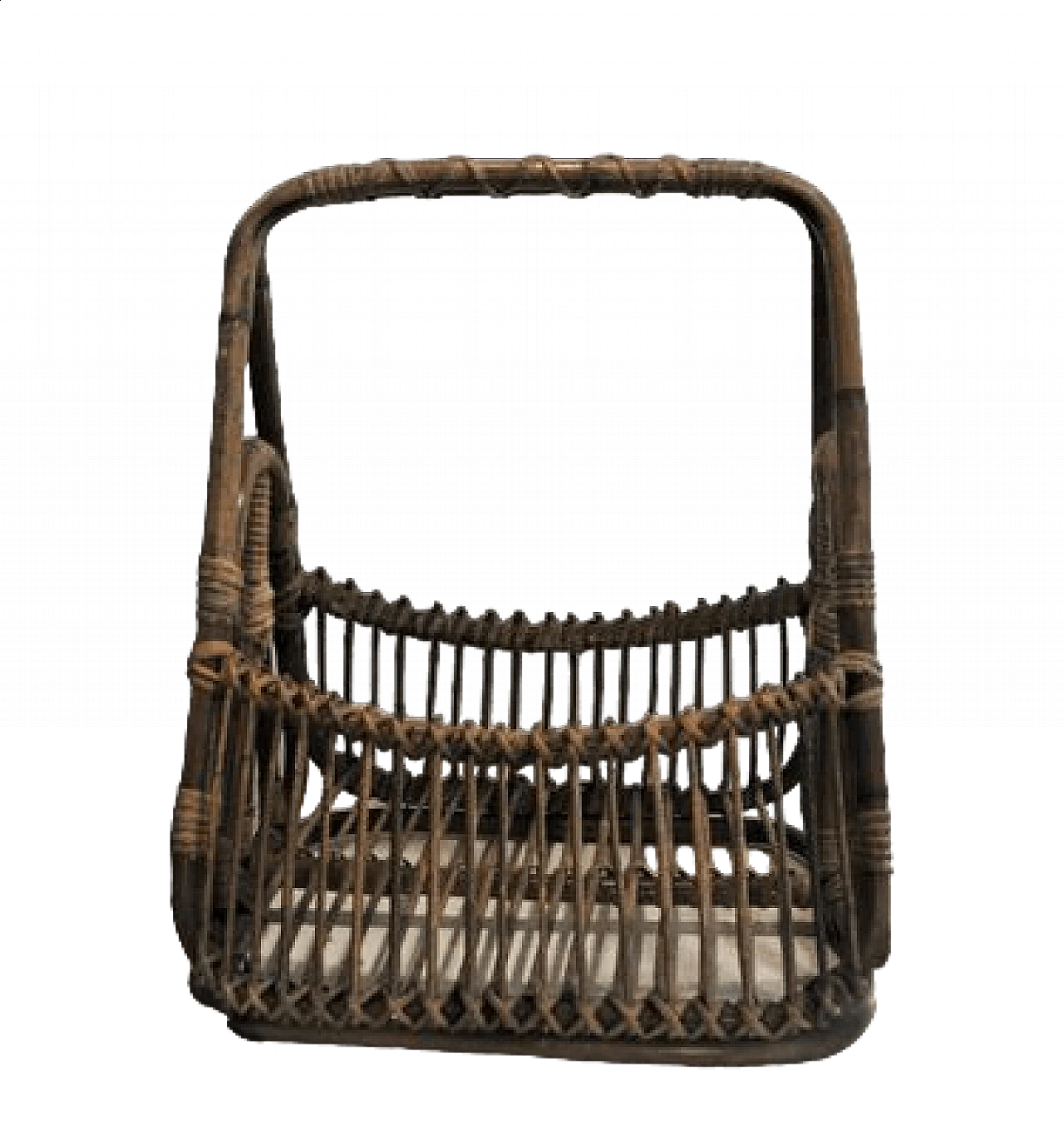 Rattan magazine rack attributed to Pierantonio Bonacina, 1950s 4