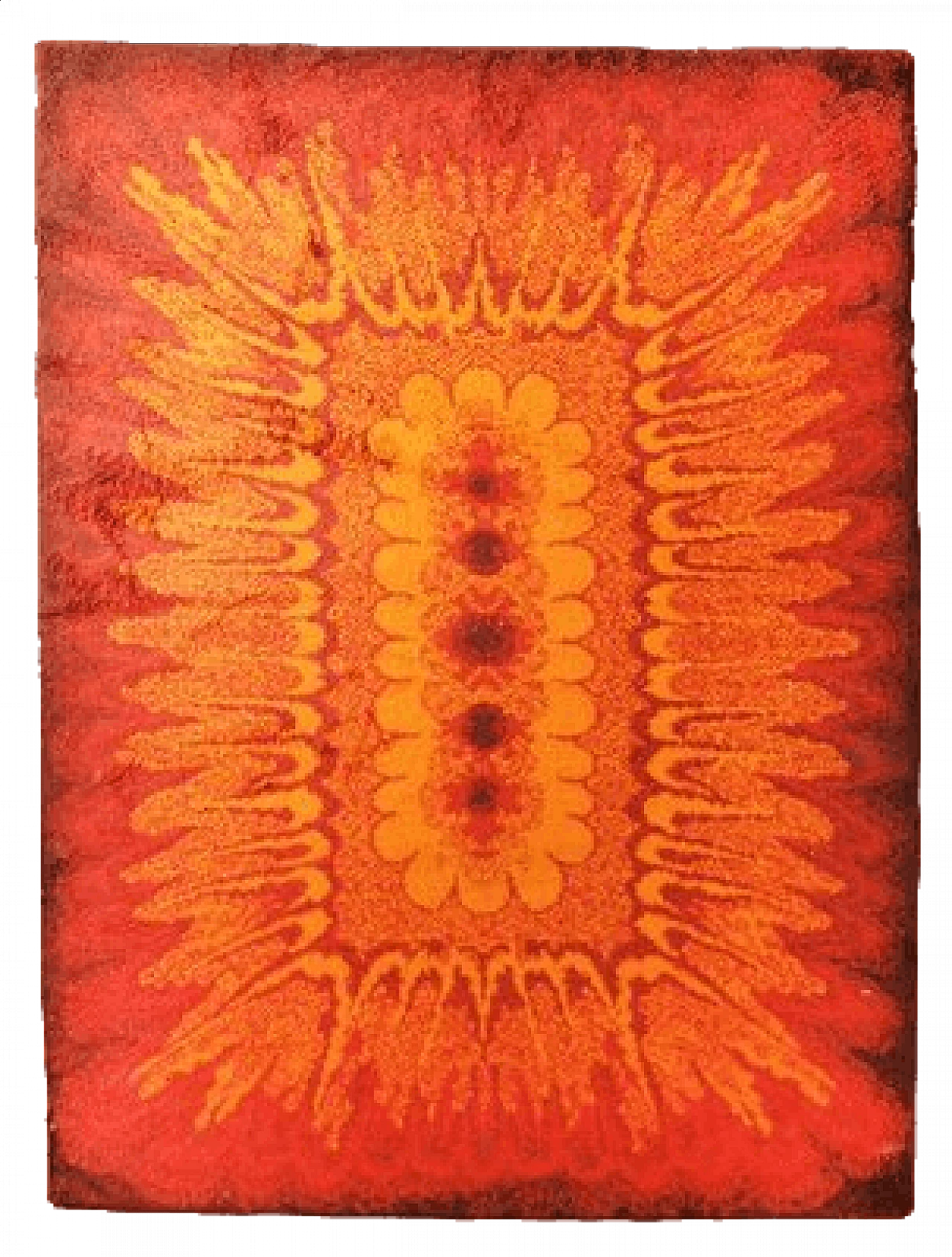 Tappeto Hippie in lana arancione e rosso, anni '70 5