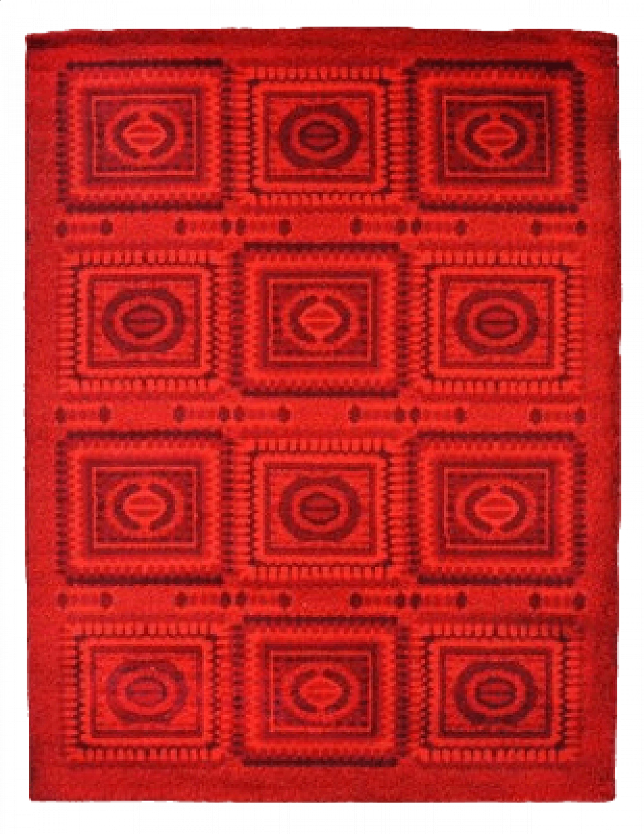 Red mosaic wool rug, 1970s 4