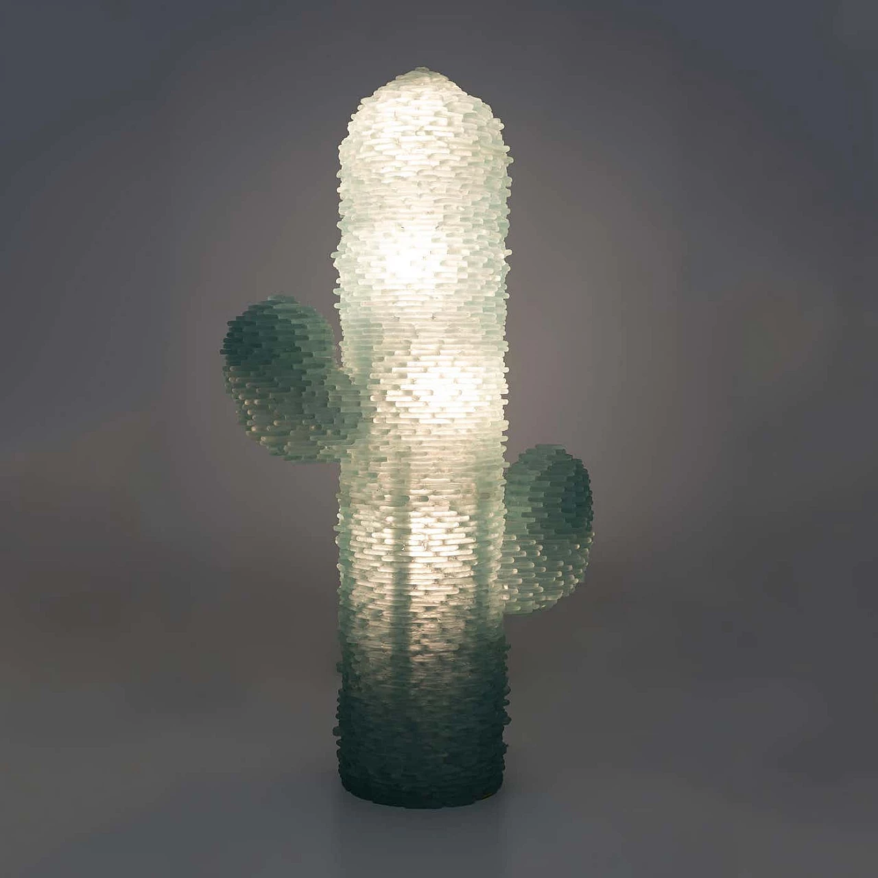 Cactus floor lamp in aqua green Murano glass by Poliarte, 1970s 2