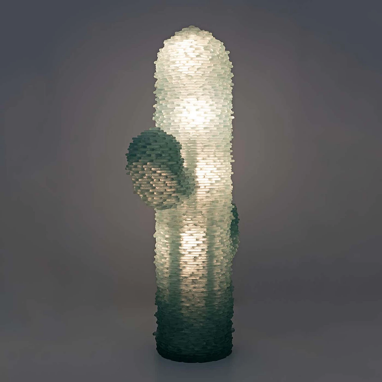 Cactus floor lamp in aqua green Murano glass by Poliarte, 1970s 5