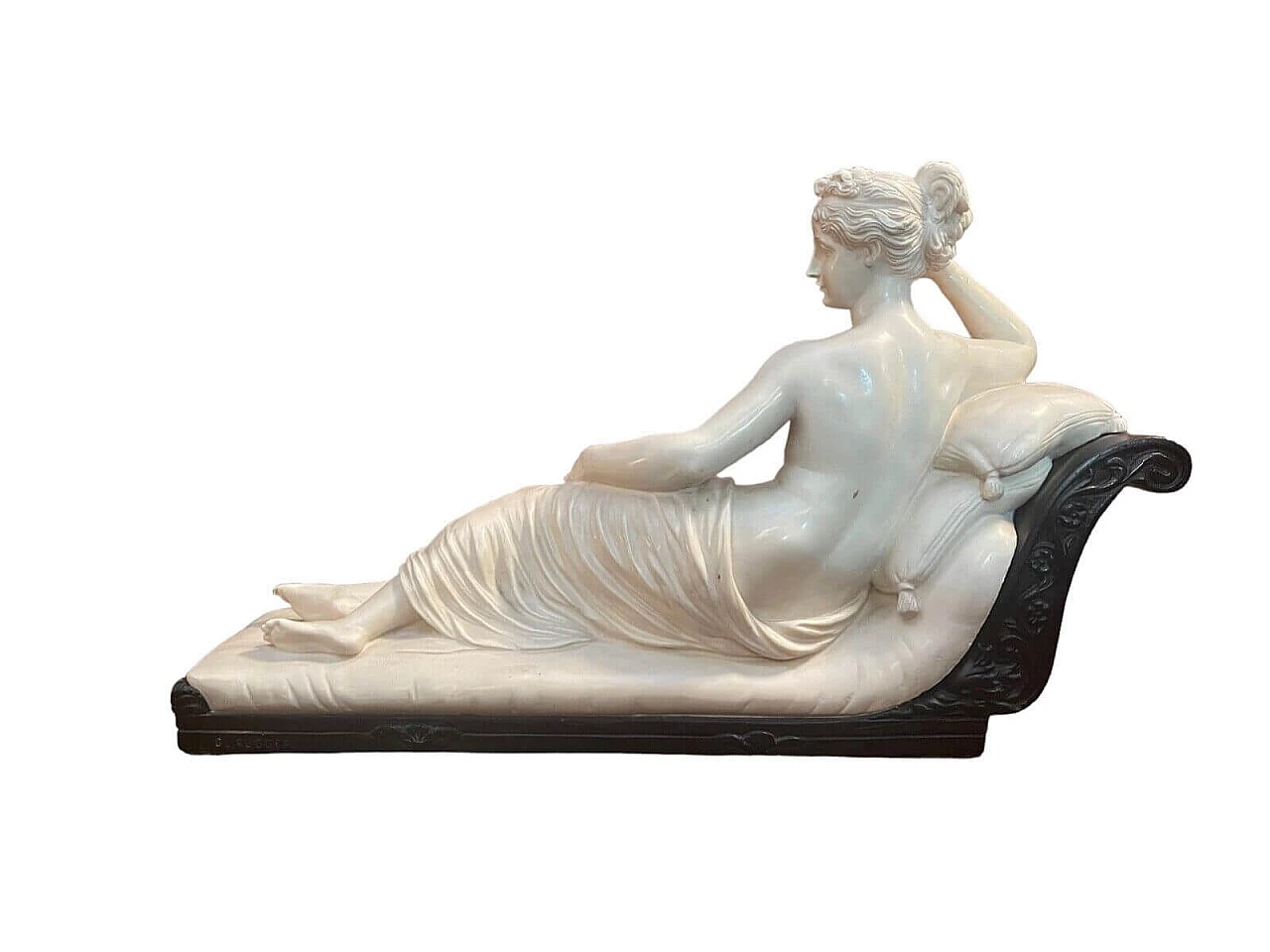 Gino Ruggeri, Paolina Bonaparte, scultura in alabastro con base in legno 4