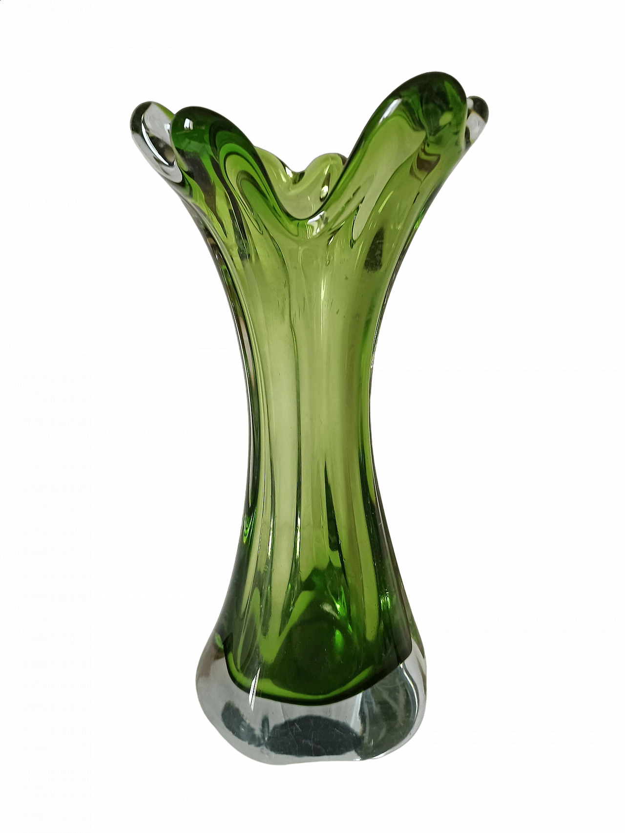 Green submerged Murano glass vase, 1970s 12