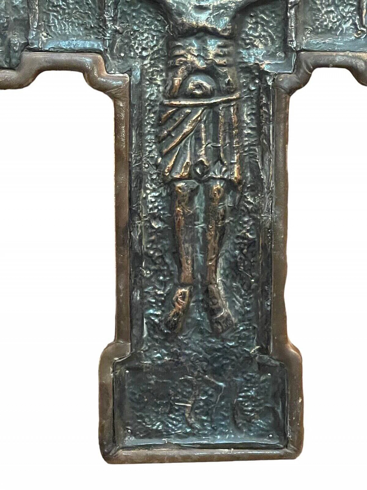 Crocifisso in rame sbalzato in stile bizantino, '800 4