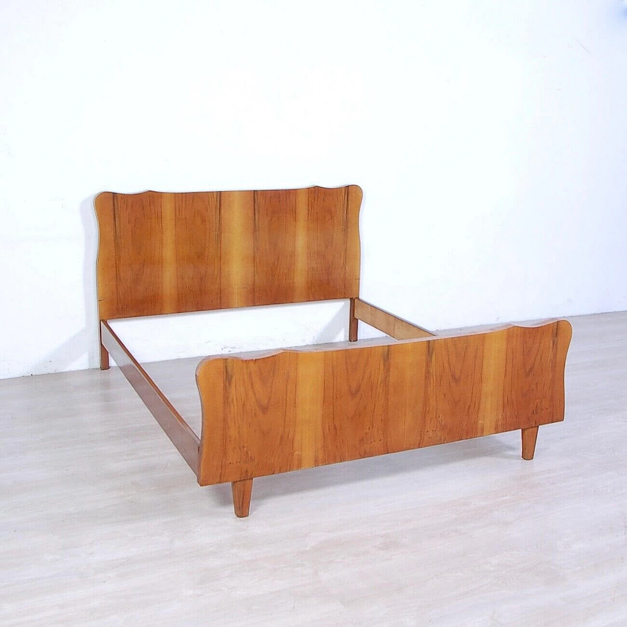 One and a half bed in wood and briarwood, 1960s 3