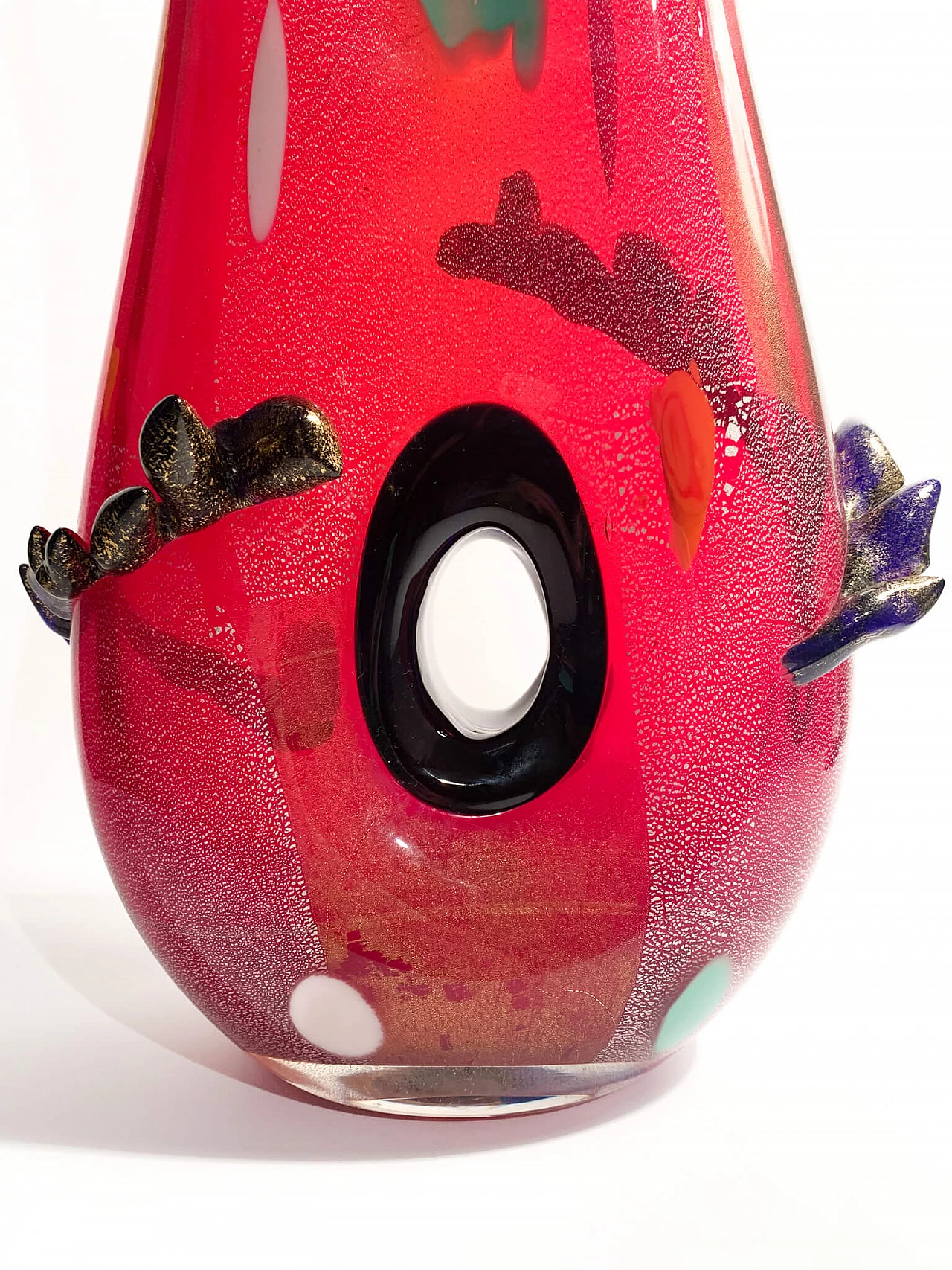 Red and multicoloured Murano glass vase in the style of Dino Martens, 1950s 6