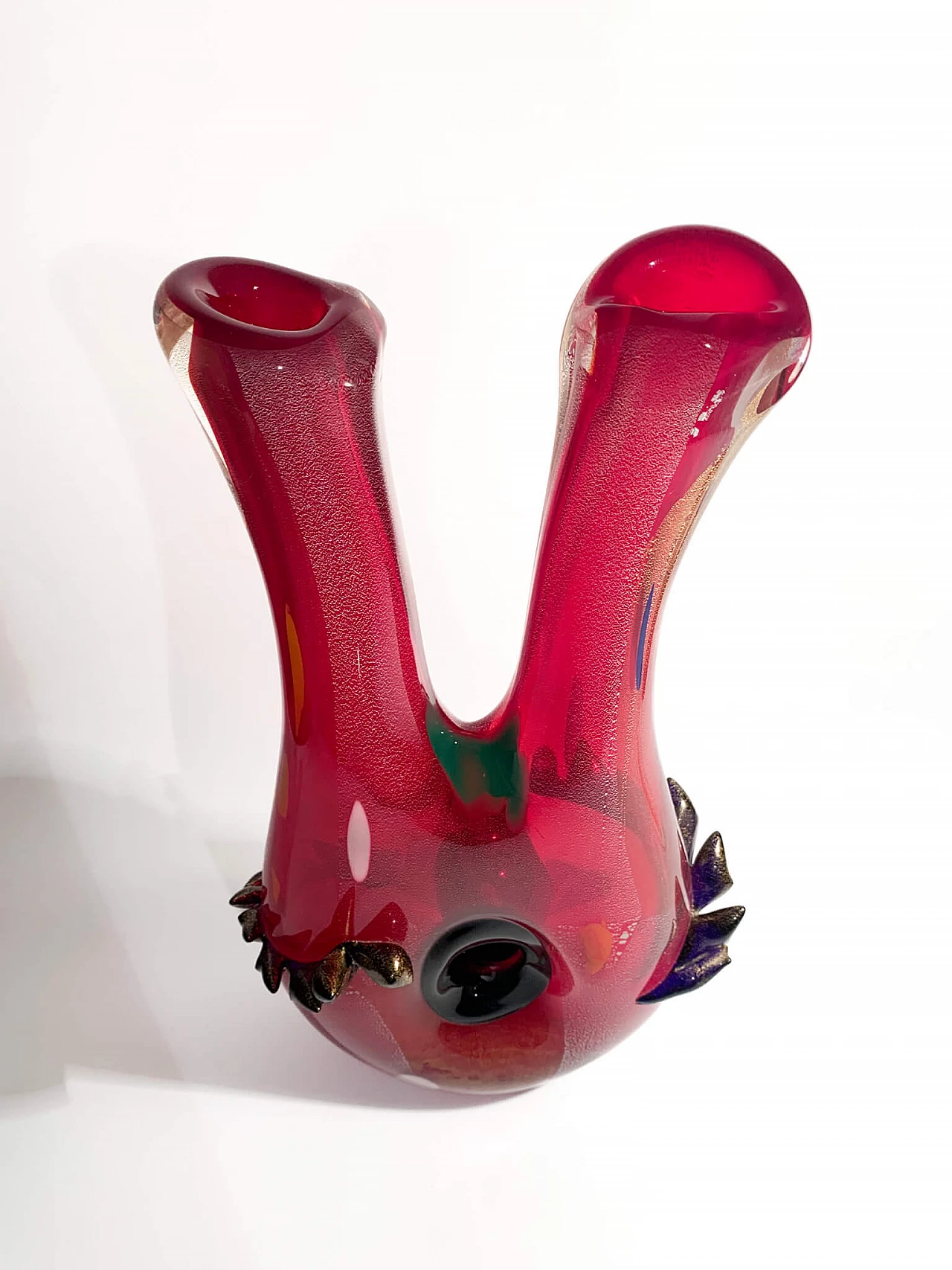 Red and multicoloured Murano glass vase in the style of Dino Martens, 1950s 9