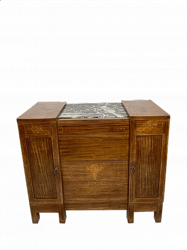 Art Deco walnut and marble chest of drawers, 1935