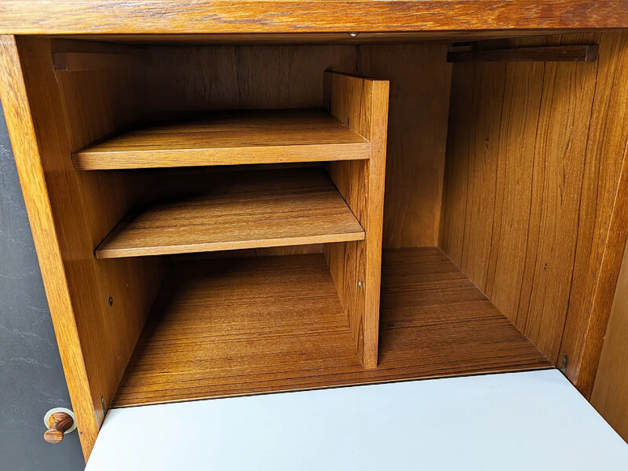 Sideboard in teak wood and black skai by G. Coslin for 3V Arredamenti, 1960s 11