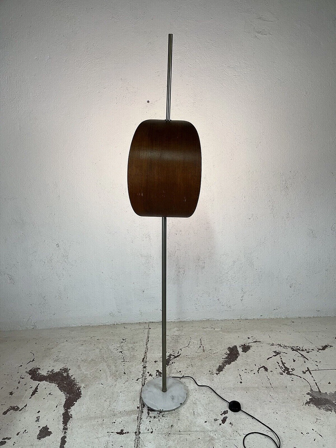 Marble, wood and glass floor lamp, 1950s 4