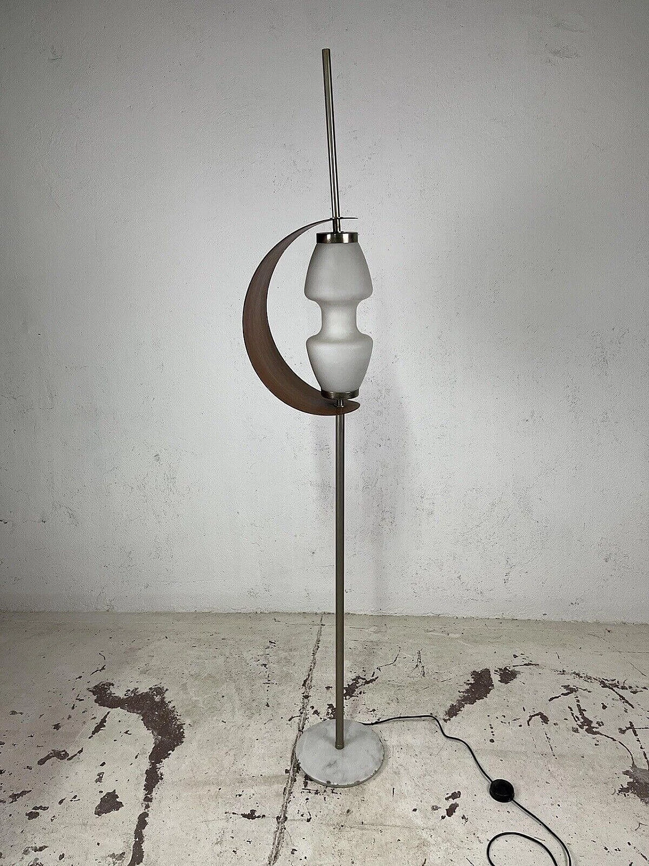 Marble, wood and glass floor lamp, 1950s 6