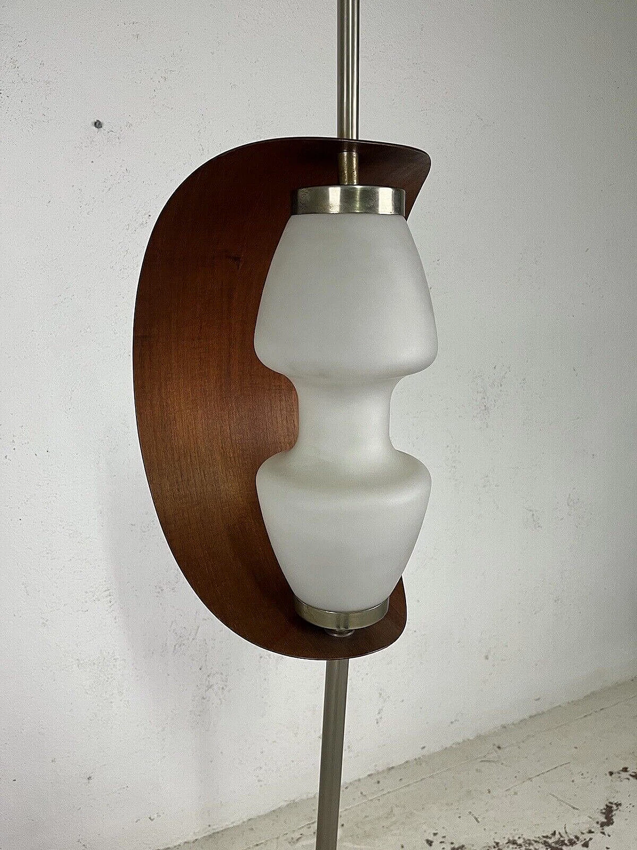 Marble, wood and glass floor lamp, 1950s 10