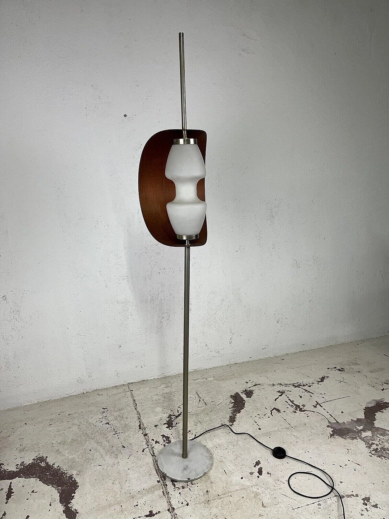 Marble, wood and glass floor lamp, 1950s 11