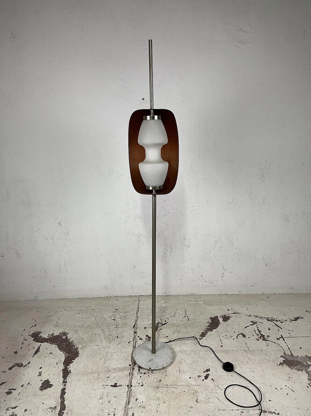 Marble, wood and glass floor lamp, 1950s 12