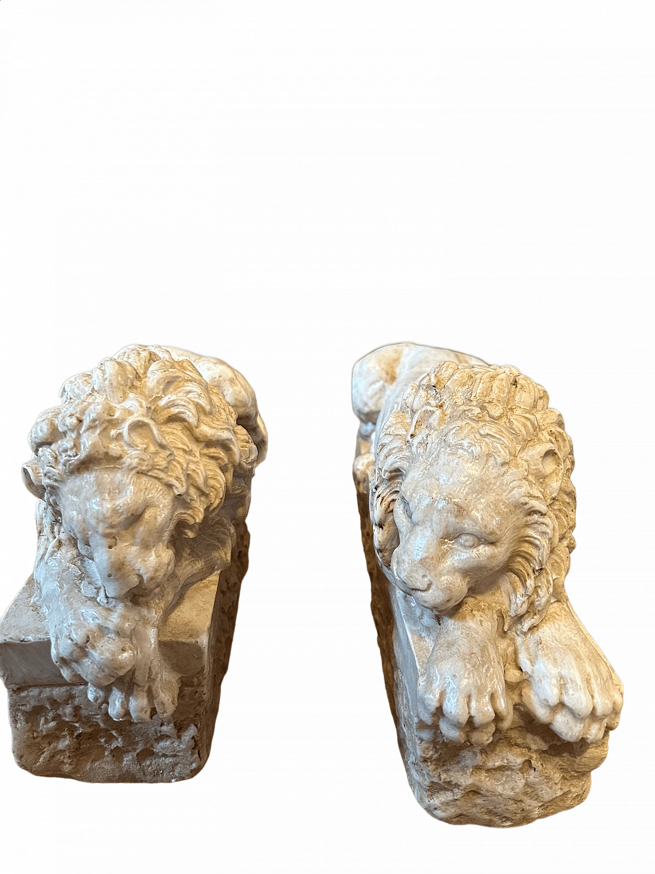 Lions, copy after Canova, pair of marble dust sculptures 13